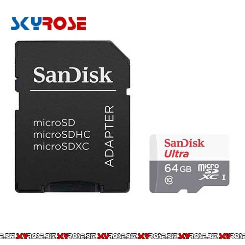 کارت حافظه microSDXC سن دیسک مدل Ultra کلاس ۱۰ استاندارد UHS-I سرعت ۸۰MBps همراه با آداپتور SD ظرفیت ۶۴ گیگابایت